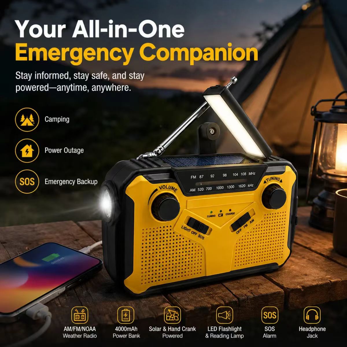 Rádio Solar Portátil AM/FM com - Emergency Radio Solar avaliação e preço
