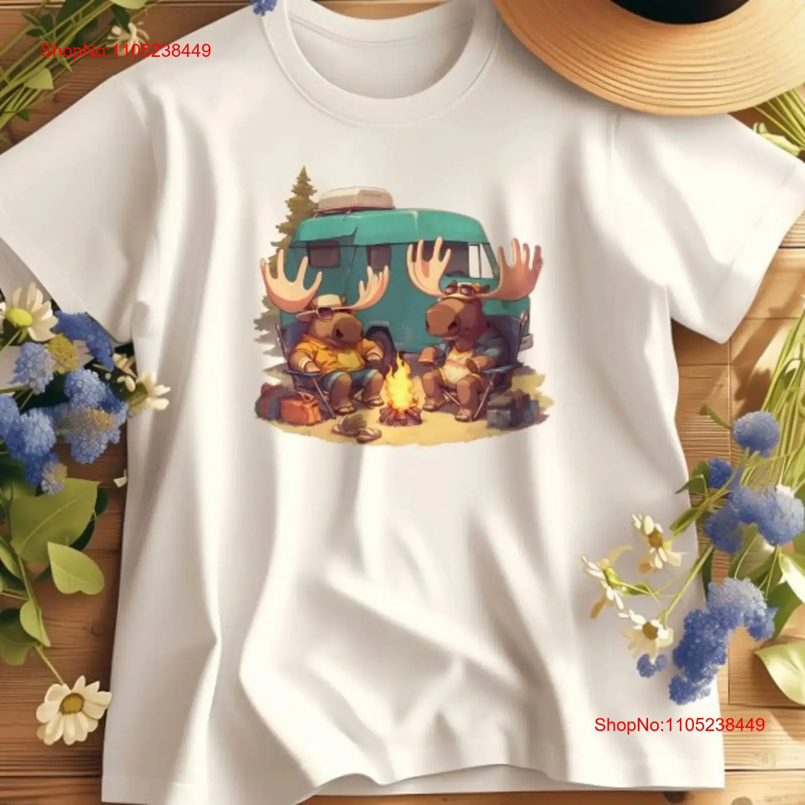 Camiseta Moose Camping at Camp - Outdoor Adventure At avaliação e preço